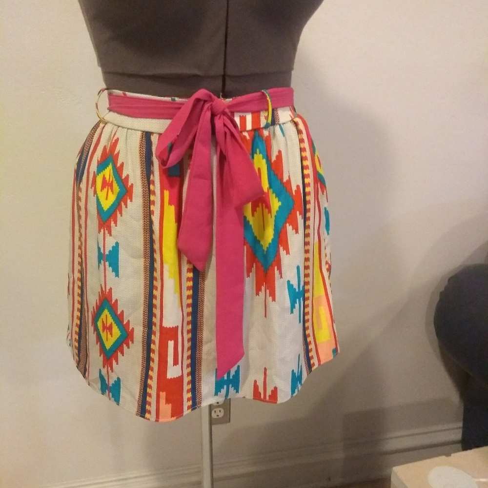 Dillard's Multi-Colored Southwest Print Mini Skirt